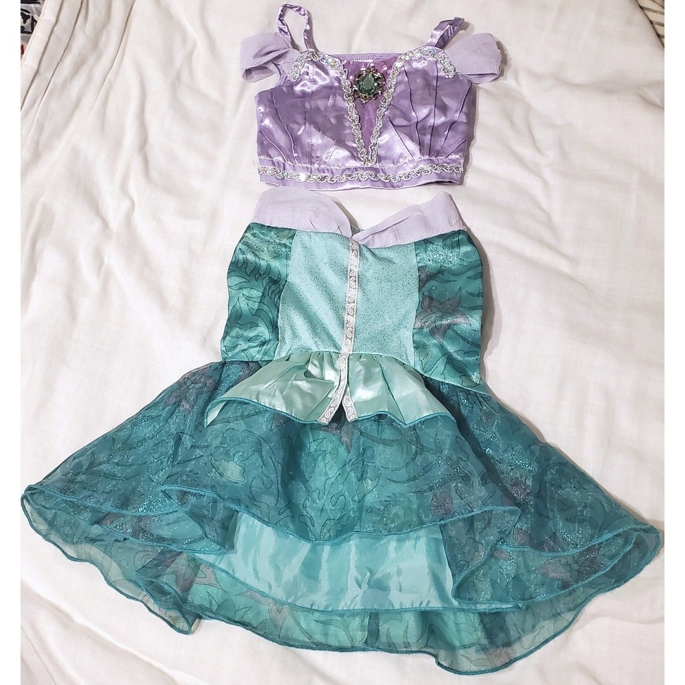 Disney Ariel Costume Purple Teal Sequin Shell Mermaid Dress Up Set Size 3